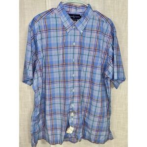 NWT Ralph Lauren Men's XL Button Down Short Sleeve Shirt Plaid Cotton Bob Camp
